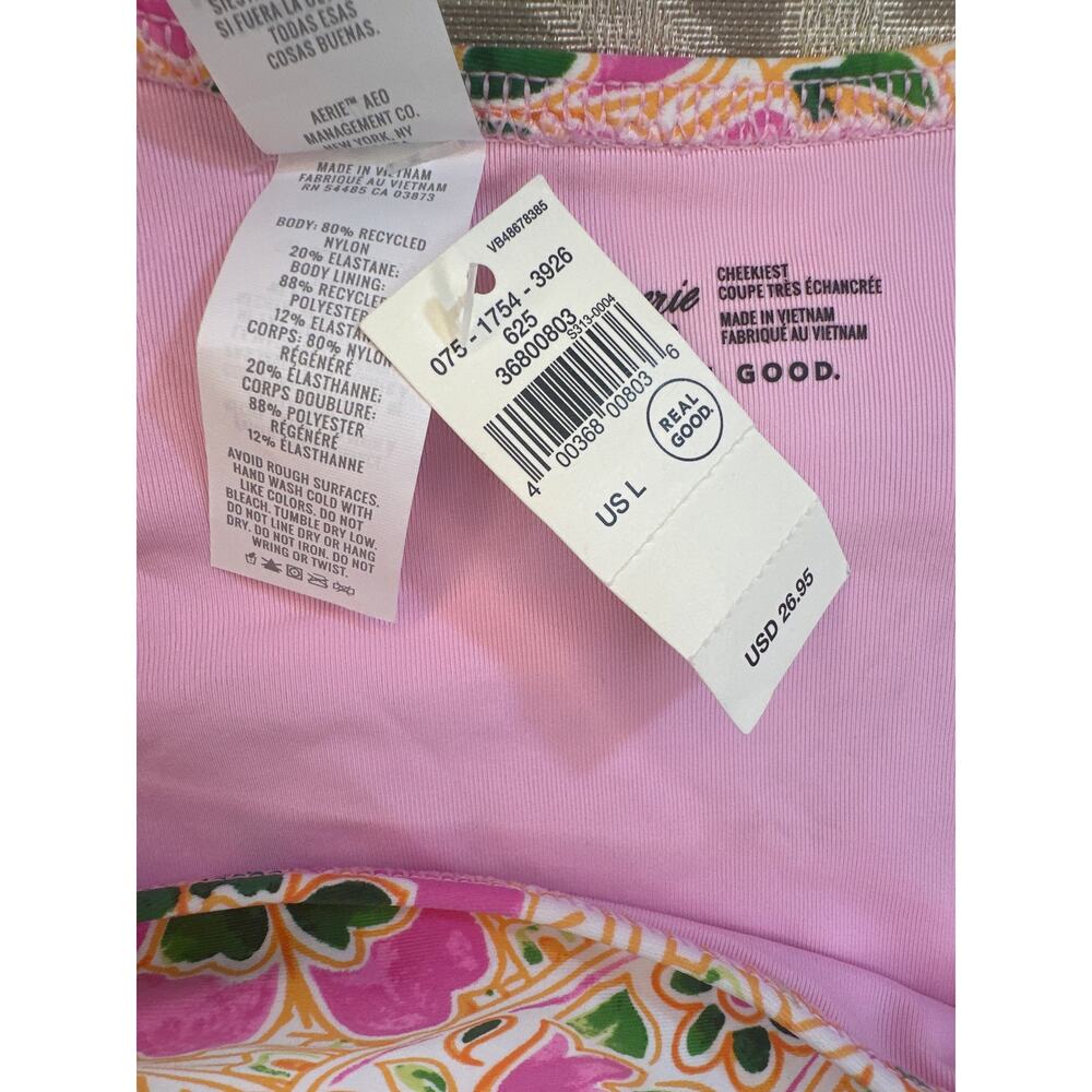Aerie American Eagle Cheekiest Bikini Bottom Pink Paisley‎ Size Large Swimwear - Picture 5 of 5